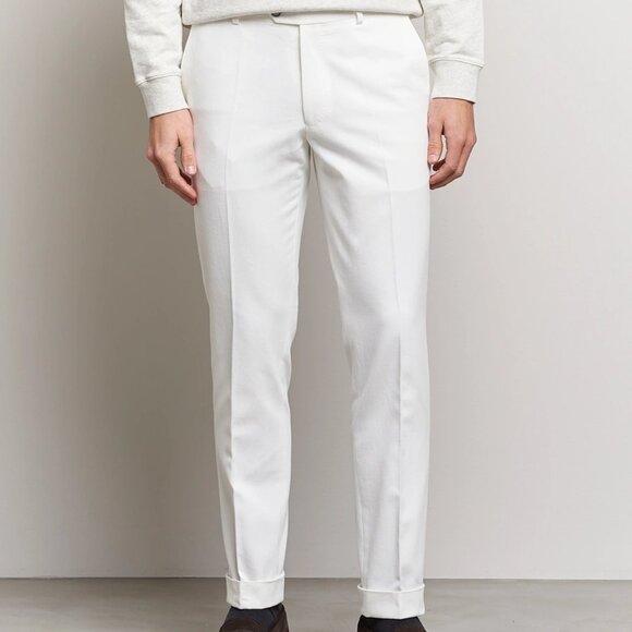 Oscar Jacobson Denz Turn Up Off White Trouser Pants - Picture 1 of 10